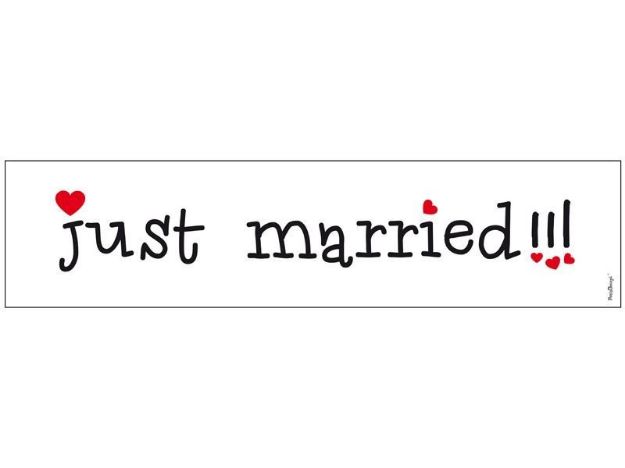Skilt "Just Married" med hjerter, 50cm