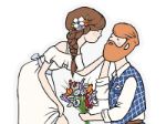 Topkagefigur i karton "Marry Me" - brudepar