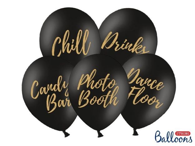 Balloner sorte med tekster - 5 stk pynt til bryllup og fødselsdag | Stort udvalg & hurtig levering |