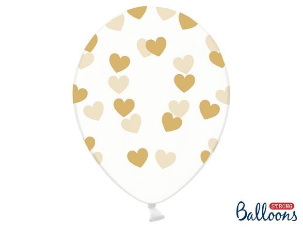 Balloner klar med hjerter i guld - 6 stk
