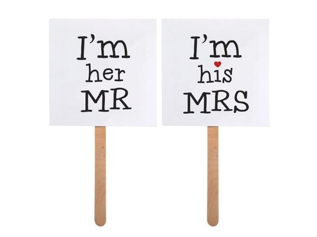 Fotosticks "I'm his MRS" og "I'm her MR"