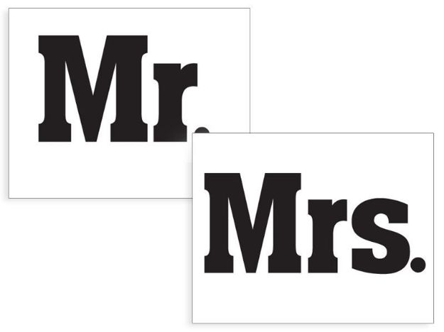Sko stickers "Mr" & "Mrs" 