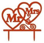 Topkagefigur Mr & Mrs hjerter rød