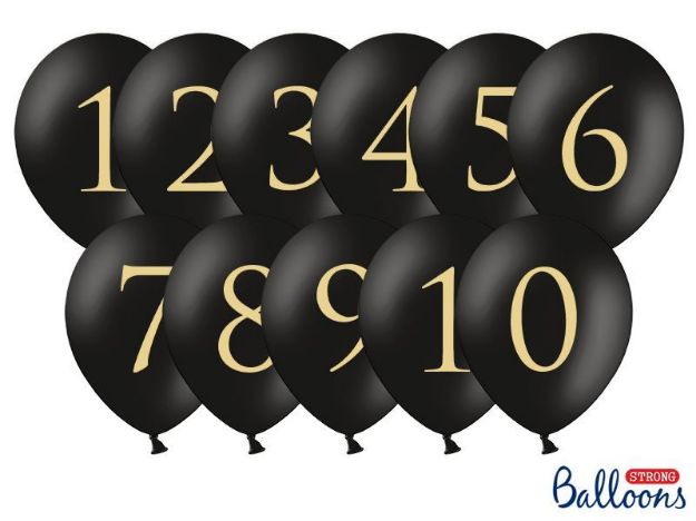 Balloner sorte med tal - 11 stk