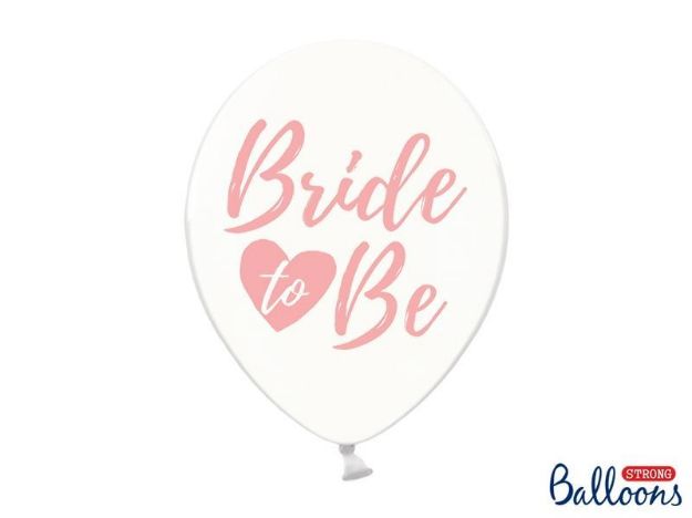 Balloner klar "Bride to be" lyserød tekst - 6 stk