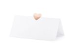 Bordkort dobbelt hvidt med rosaguld hjerte 10stk