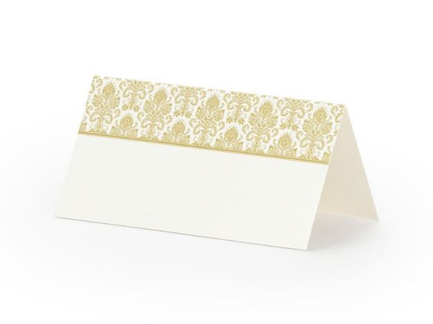 Bordkort hvidt med guld bort 25stk