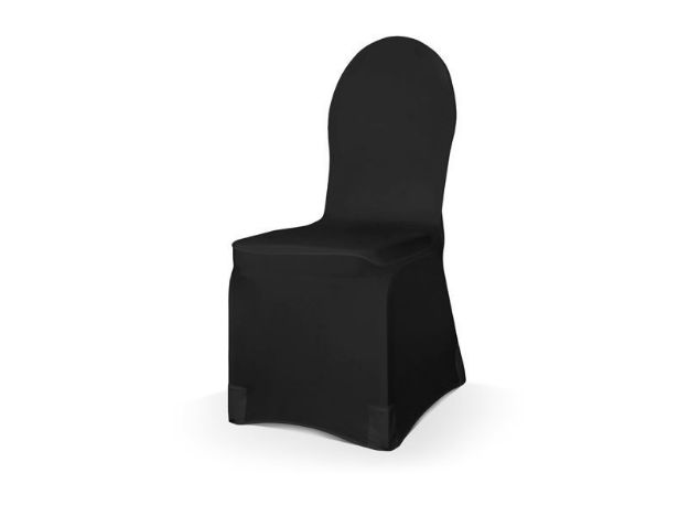 Stolebetræk Chaircover sort med rund ryg