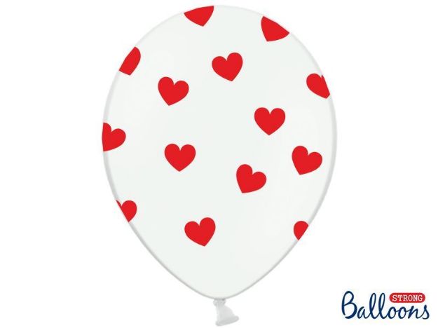 Balloner hvide med røde hjerter