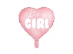 Lyserød hjerte folie ballon "It's a girl"