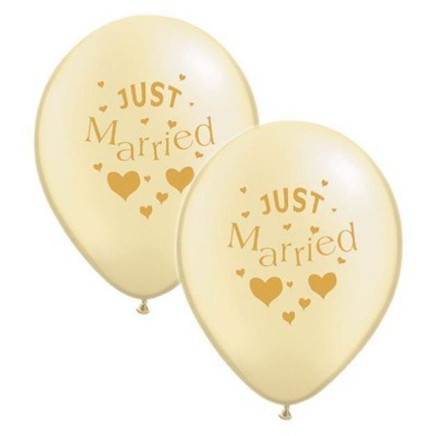 "Just Married" råhvide balloner - 10 stk.