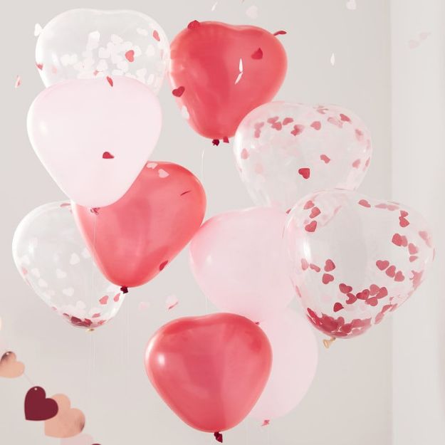 Hjerte balloner med konfetti - 10 stk