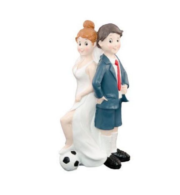 Top kagefigur fodbold brudepar 16 cm