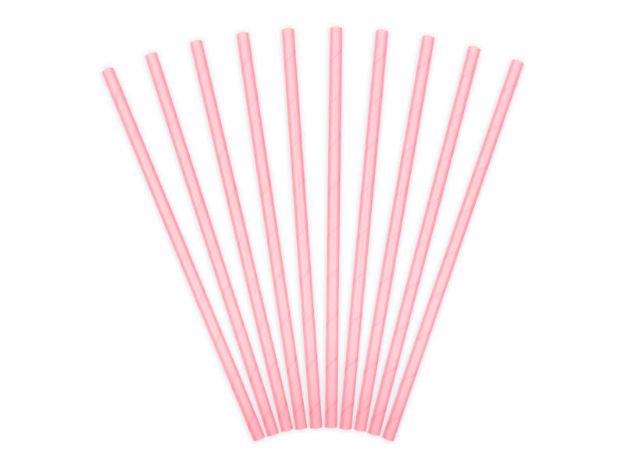 Papirsugerør lyserøde 10 stk, længde 19.5cm