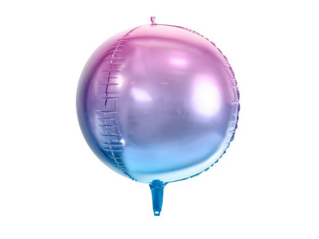 Blå og lilla rund folie ballon 35 cm