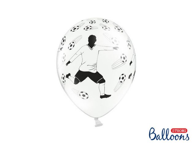 Balloner hvid med fodboldspiller og bolde - 6 stk
