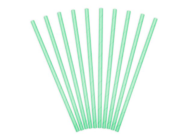 Papirsugerør lysegrønne 10 stk, længde 19.5cm