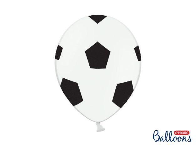 Balloner fodbold i hvid med sort tryk - 6 stk