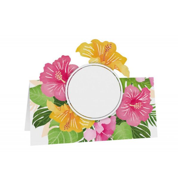 Bordkort råhvidt med farverige blomster 6stk
