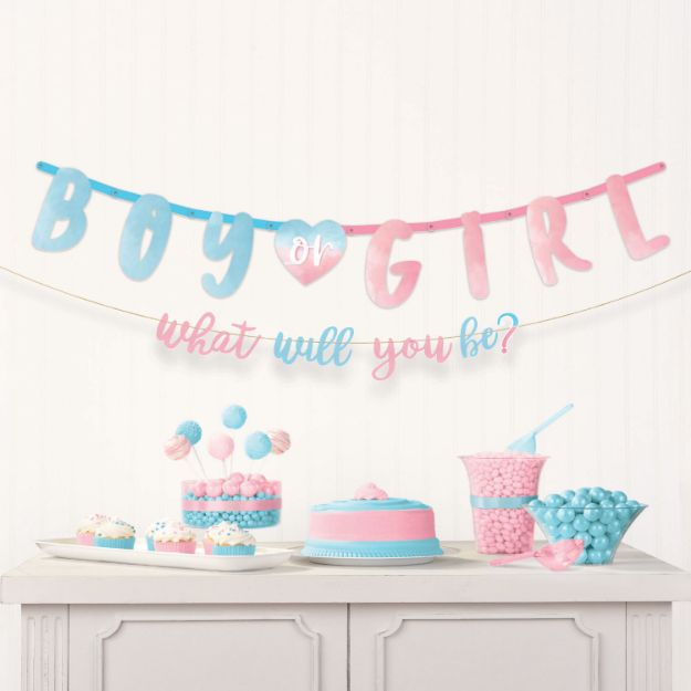 Banner 'Boy or Girl' og 'what will you be?'