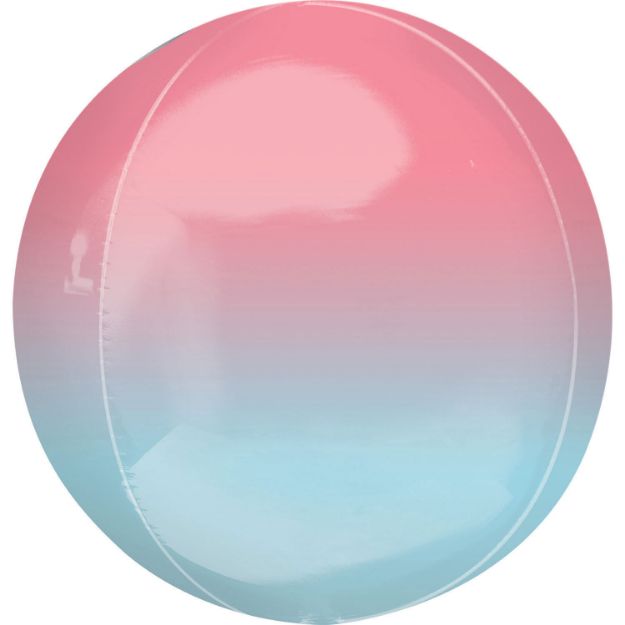Lyserød og lyseblå folie ballon 38cm