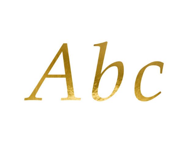 Guld alfabet klistermærker 5 ark