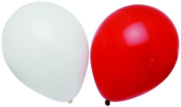 Balloner røde og hvide 12 stk 23 cm