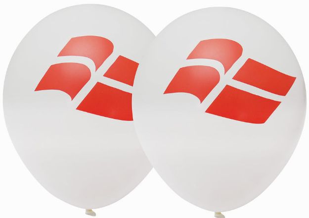 Balloner hvide med Dannebrog 6 stk 25cm