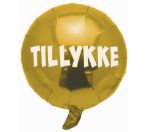 Folieballon rund 'Tillykke' guld 35 cm