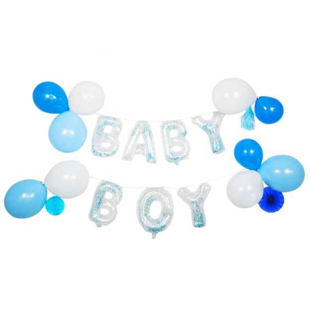 Ballonsæt baby boy med glimmer