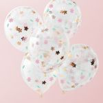 Balloner med blomster konfetti - 5 stk