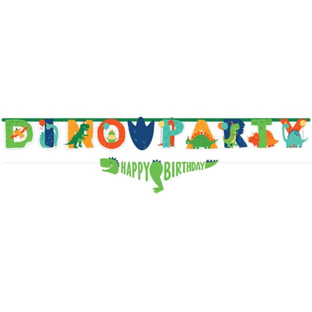 Banner 'Dino Party' og 'Happy birthday' 230cm