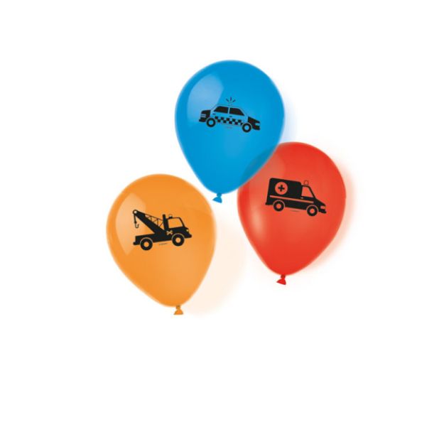 Balloner Biler og trafik 6stk 23cm