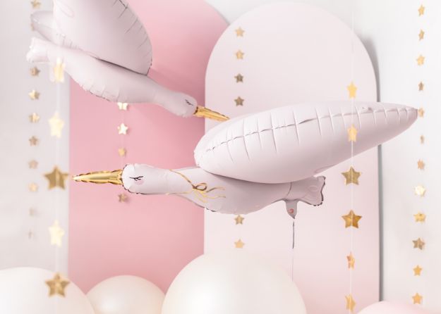 Folieballon stork lyserød  103x60 cm
