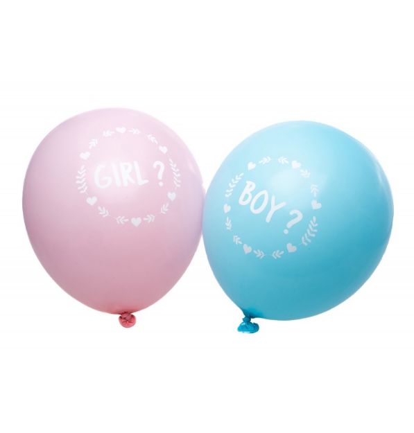 Balloner  lyserøde og lyseblå 'Boy or Girl?' 6stk. 27cm