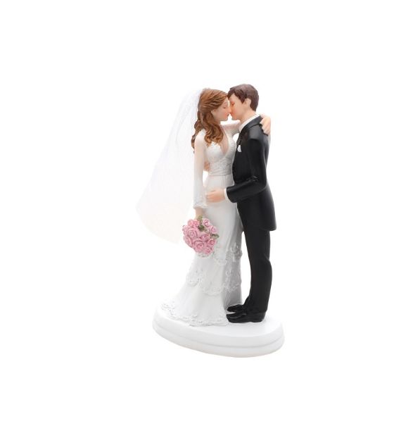Top kagefigur kyssende brudepar  17.5 cm