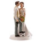 Topkagefigur brudepar med fodbold 18cm