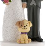 Topkagefigur brudepar med hund 16cm