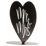 Topkagefigur sort hjerte 'Mr & Mrs' i metal