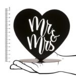 Topkagefigur sort hjerte 'Mr & Mrs' i metal