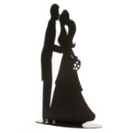 Topkagefigur kyssende brudepar i sort metal