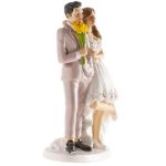 Topkagefigur brudepar med gul buket 16cm