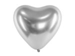 En pakke med 50 hjerteformede balloner i sølv.